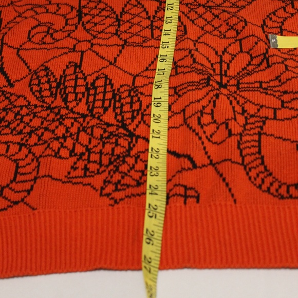 Vintage Floral Sweater Medium Oversized Red Orange - Picture 8 of 8